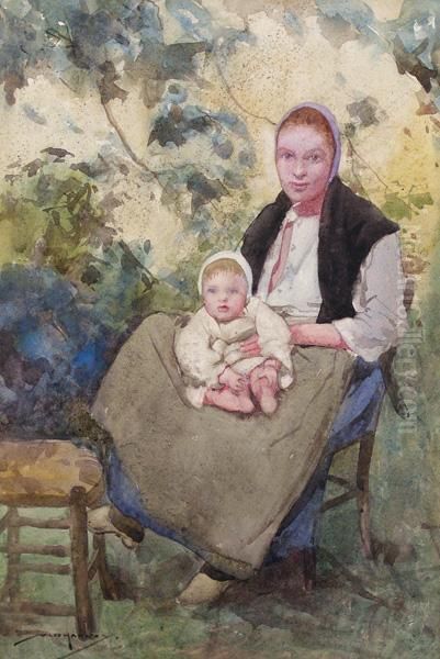 Brittany Peasant Woman And Child - view 1