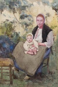 Brittany Peasant Woman And Child by William Lee Hankey