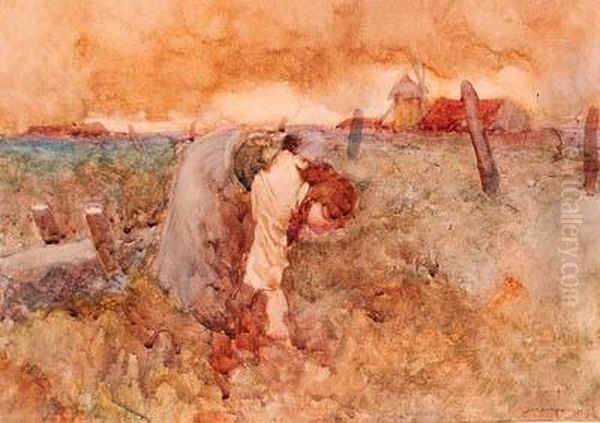 Girl Picking Turnips - view 1