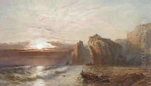 Sunset at Kynance Cove, Cornwall by John Mogford