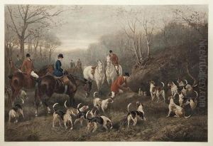 A Fox Hunting Scene by Heywood Hardy