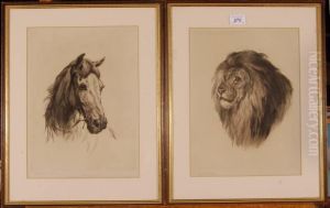 Portraits Of A Lion And A Horse by Heywood Hardy