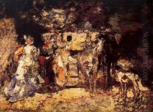 Ladies in a park by Adolphe Joseph Thomas Monticelli