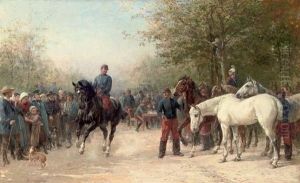 French Troops Billeting by Heywood Hardy
