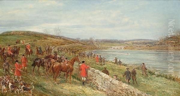 An Incident With The Quorn
Hounds: 'a Scene Which Occurred At The Asser Drybrook Reservoir With The
Quorn Hounds On Charnwood Forest, March 29th 1910. The Fox Having Been
Killed In The Middle Of The Reservoir. One Of The Foot People Swam Out
And D - view 1