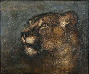 Head Of A Lioness by Heywood Hardy