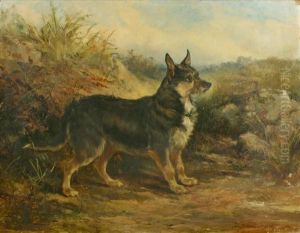Aterrier Standing In A Landscape by Heywood Hardy