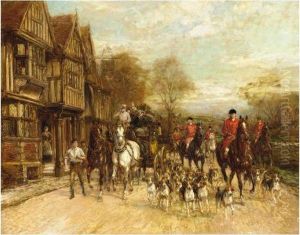 Outside The Three Crowns Inn by Heywood Hardy