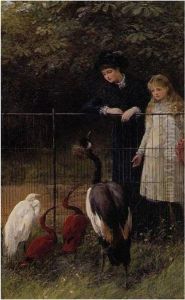 At The Bird Cage by Heywood Hardy