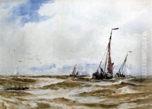 Fishing Boats At Sea by Thomas Bush Hardy