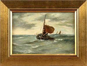 Fishing Boat In A Swell
Bears Signature by Thomas Bush Hardy