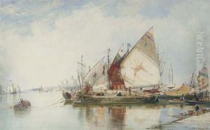 Bragozzi Off The Giardini Pubblici, Venice by Thomas Bush Hardy