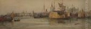 Hay Barges Off The Tower (st Paul's In The Distance) by Thomas Bush Hardy