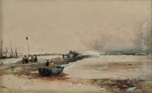 Fisherwomen Waiting On The Breakwater For The Day's Catch by Thomas Bush Hardy