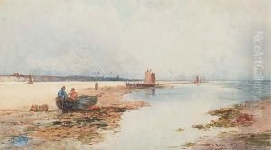 Beached Rowing Boat And Fishing