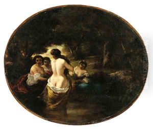 The bathers by Adolphe Joseph Thomas Monticelli
