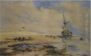 Sailors Salvaging A Wreck Below Banborough Castle
