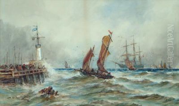 Harbour Scene With Shipping In A Stiff Breeze - view 1