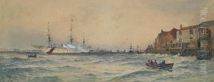 'h.m.s. 'orontes' Leaving Portsmouth With Troops For The East