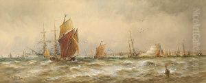 Vessels Entering And Leaving Harbour, Possibly Portsmouth by Thomas Bush Hardy