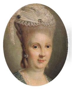 Portrait of Luise, Duchess of Mecklenburg-Schwerin (1756-1808), small bust length, wearing a light blue dress with lace chemise