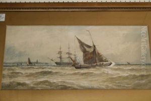 'off Gravesend' Signed And Dated 1896 10 X 21in
