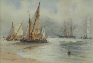 'entering Port' Signed And Dated 1890 7 X 10.25in by Thomas Bush Hardy