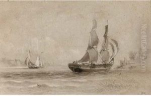 Shipping In An Estuary by Thomas Bush Hardy