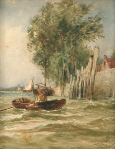 Fisherman Rowingtowards The Shore by Thomas Bush Hardy