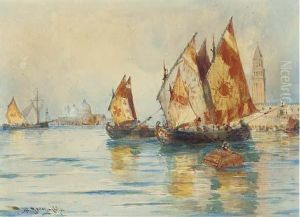Venetian Fishing Craft On The Lagoon by Thomas Bush Hardy