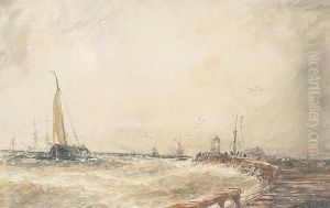 Boats Off A Jetty by Thomas Bush Hardy