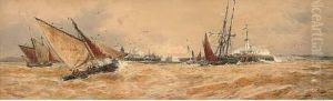 Blustery Conditions Off The Pier by Thomas Bush Hardy