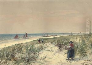 Fishwives Heading For The Beach To Collect The Day's Catch Atscheveningen by Thomas Bush Hardy