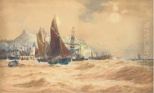 The Scarborough Fishing Fleet Heading Out by Thomas Bush Hardy