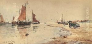 Waiting For The Catch On The Beach At Scheveningen by Thomas Bush Hardy