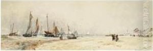 A View At Etaples Near Boulogne by Thomas Bush Hardy