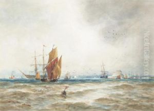 Shipping Off The French Coast by Thomas Bush Hardy