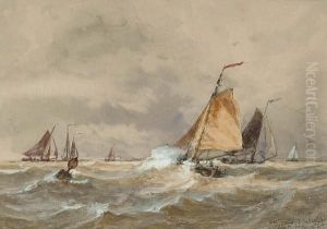 Dutch Fishing Vessels On The North Sea by Thomas Bush Hardy