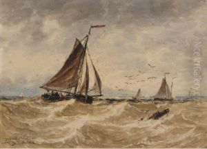 Dutch Boats In The North Sea by Thomas Bush Hardy