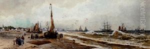 Dutch Harbour Scene by Thomas Bush Hardy