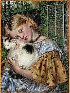A Girl with a Cat 1860 by Robert Braithwaite Martineau