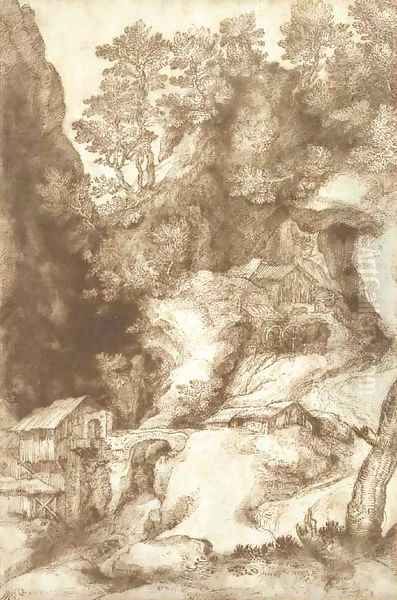A rocky gorge with a mill - view 1