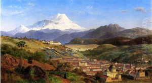View of Riobamba, Ecuador, Looking North Towards Mount Chimborazo