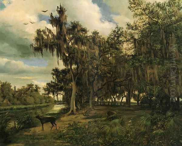 Lowland Landscape with Deer - view 1