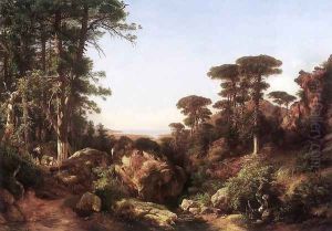 Forest Scene at Ailo in Corsica 1870s by Karoly Marko
