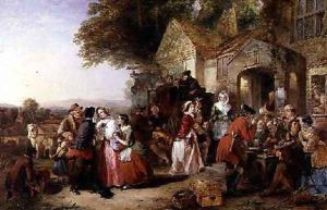 Travellers outside a tavern 1850 by Thomas Falcon Marshall