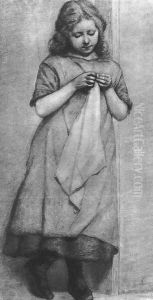 Young Girl Sewing by Matthijs Maris