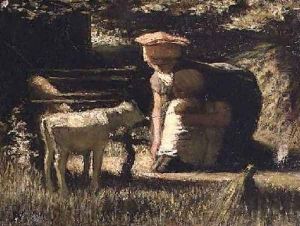 Mother and child with a kid by Matthijs Maris