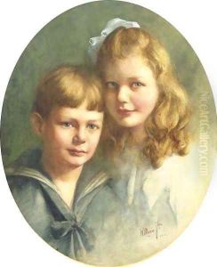 Sweet siblings doubleportrait of a boy and a girl by Matthijs Maris