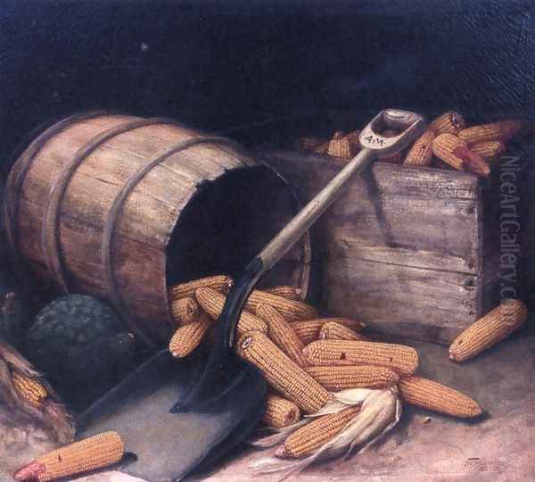 Barrel and Box of Corn with Scoup - view 1